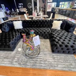 Black Velvet Sofa Sectional 🔥buy Now Pay Later 