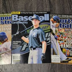 (3) Josh Hamilton Beckett Card & Sports Illustrated Magazines Tampa Bay Devil Rays Texas Rangers