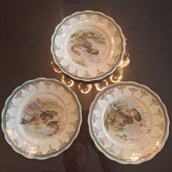 SET OF 3 STERLING CHINA FISH PLATES