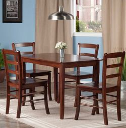 Winsome Inglewood 5-PC Set Table w/ 4 Ladderback Chairs Dining, Walnut