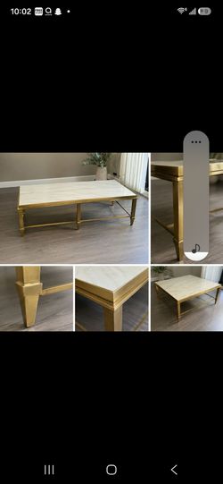 ✨ Hollywood Regency Brass & Marble Coffee Table ✨
