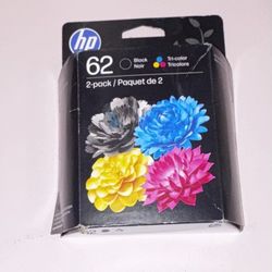 HP 62 Tri-color Ink Cartridge 2pk Multi-Colored - New In Box