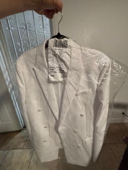 Jos. A. Bank Mens Skinny Fit Suit Separate Jacket 40 Short White Double Breasted