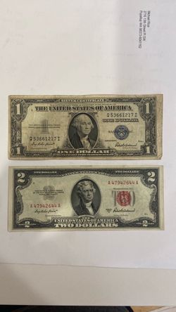 1935 Silver Certificate $1 and 1953 Red Seal $2 Note Set