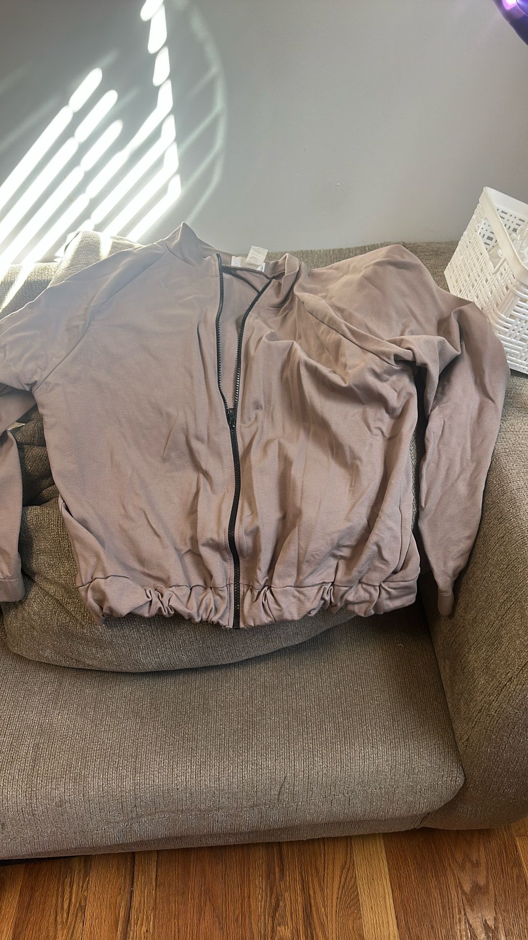 Legging Set Stretchy Jacket And Wide Leg Pants With Side Pockets