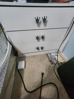 White 3-Drawer Dresser with Crown Handles
