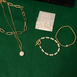  Holiday Gift Set $50. Real Freshwater Pearls, Stainless Steel Non Tarnish 