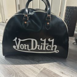 Von Dutch Black And White Duffel Bag 