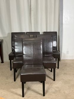 Set of 6 Dark Brown Dining Chairs
