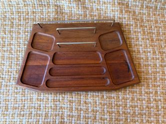 Vintage Mid-Century Walnut Dresser Valet & Desk Organizer