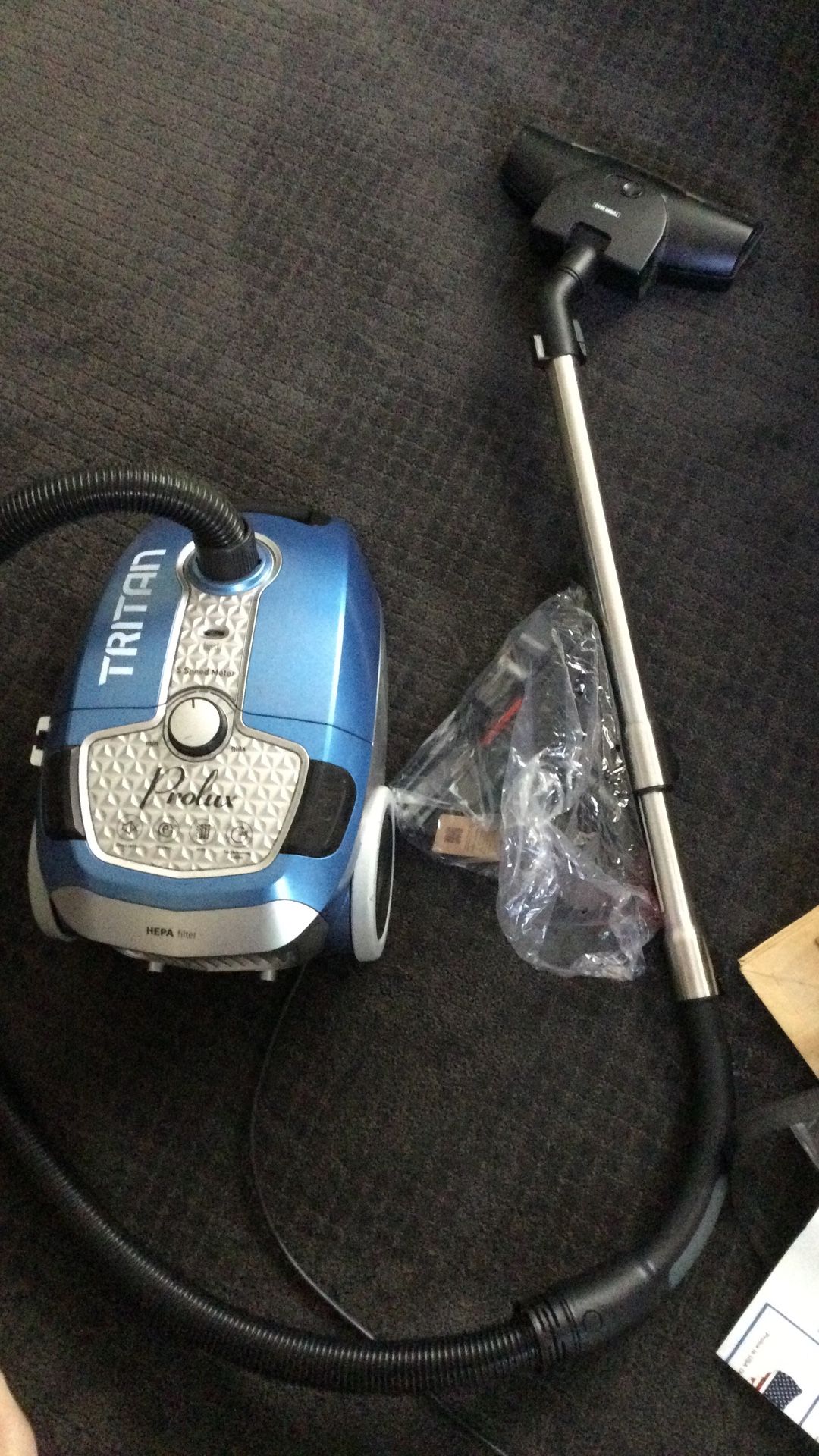 Prolix Vacuum Tristan Blue Model Vcb46a14a. $90 With Extra Hepa Filters