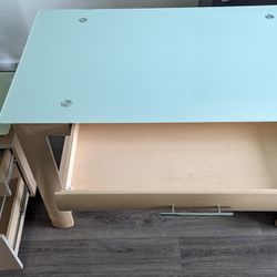 Glass Top Desk And Filing Cabinet 