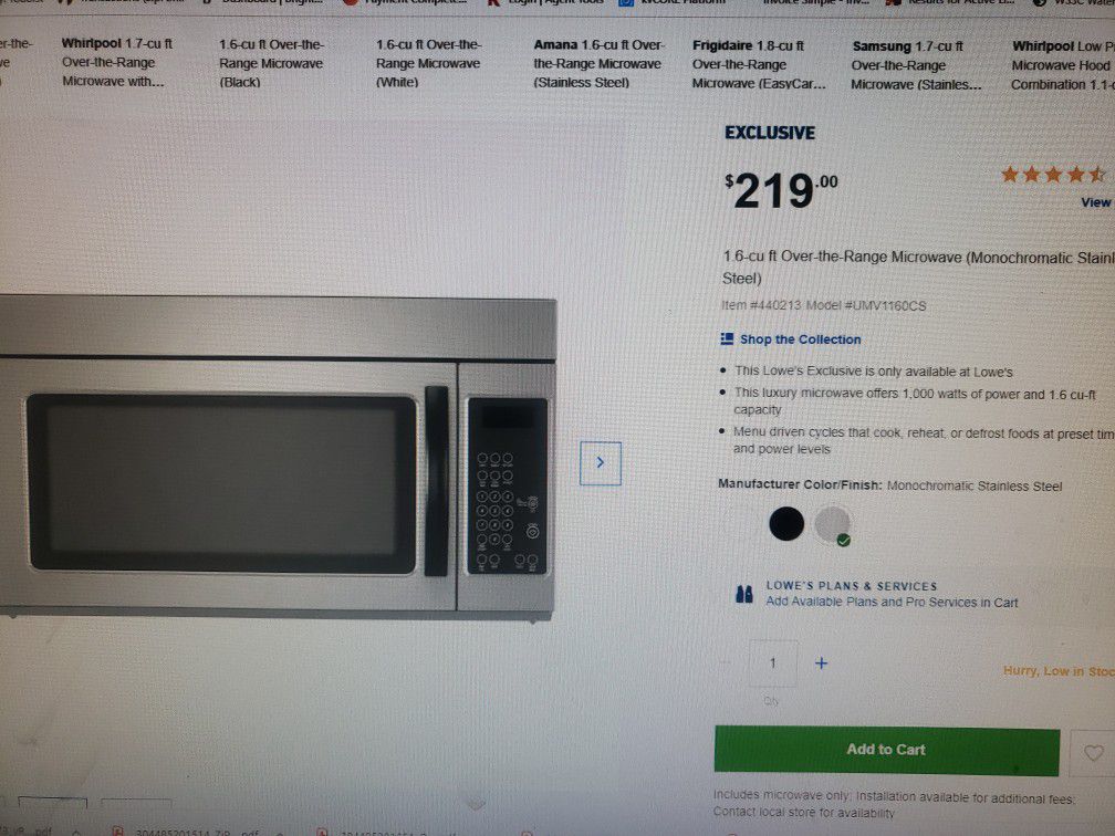 Microwave brand new 1.6 cu ft ( stainless steel)