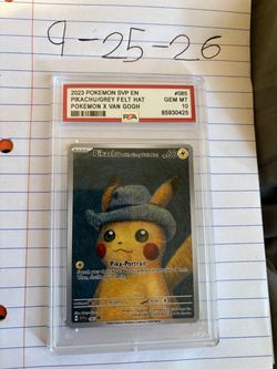 PSA 10 Pikachu Grey Felt Hat Pokemon x Van Gogh #085