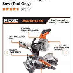 RIDGID 18V Brushless Cordless 7-1/4 in. Dual Bevel Sliding Miter Saw (Tool Only