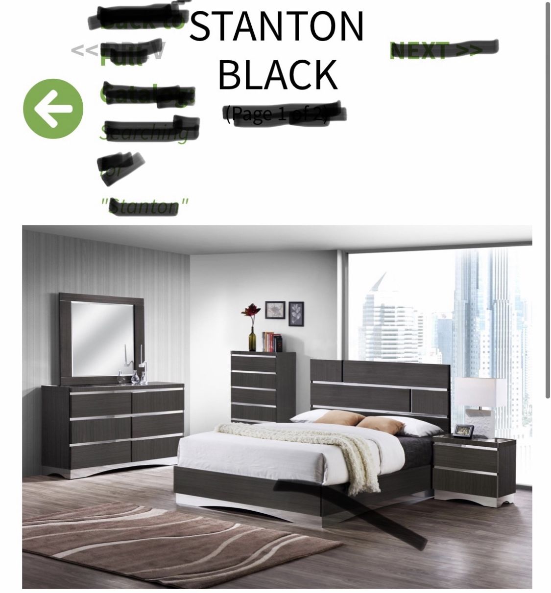 New Queen Size 5 Piece Bedroom Set Black Color