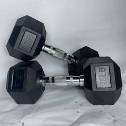 Dumbbells Hexagonal 25 Lbs Pair Brand New