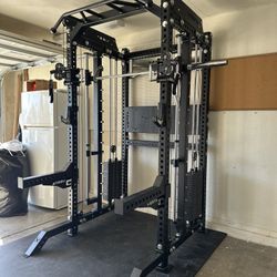 PRO SERIES Ultimate 3-1 Half Rack Functional Trainer w/Smith Machine Bar | 400lb Stack | Gym Equipment | Fitness | Commercial | Squat Rack 