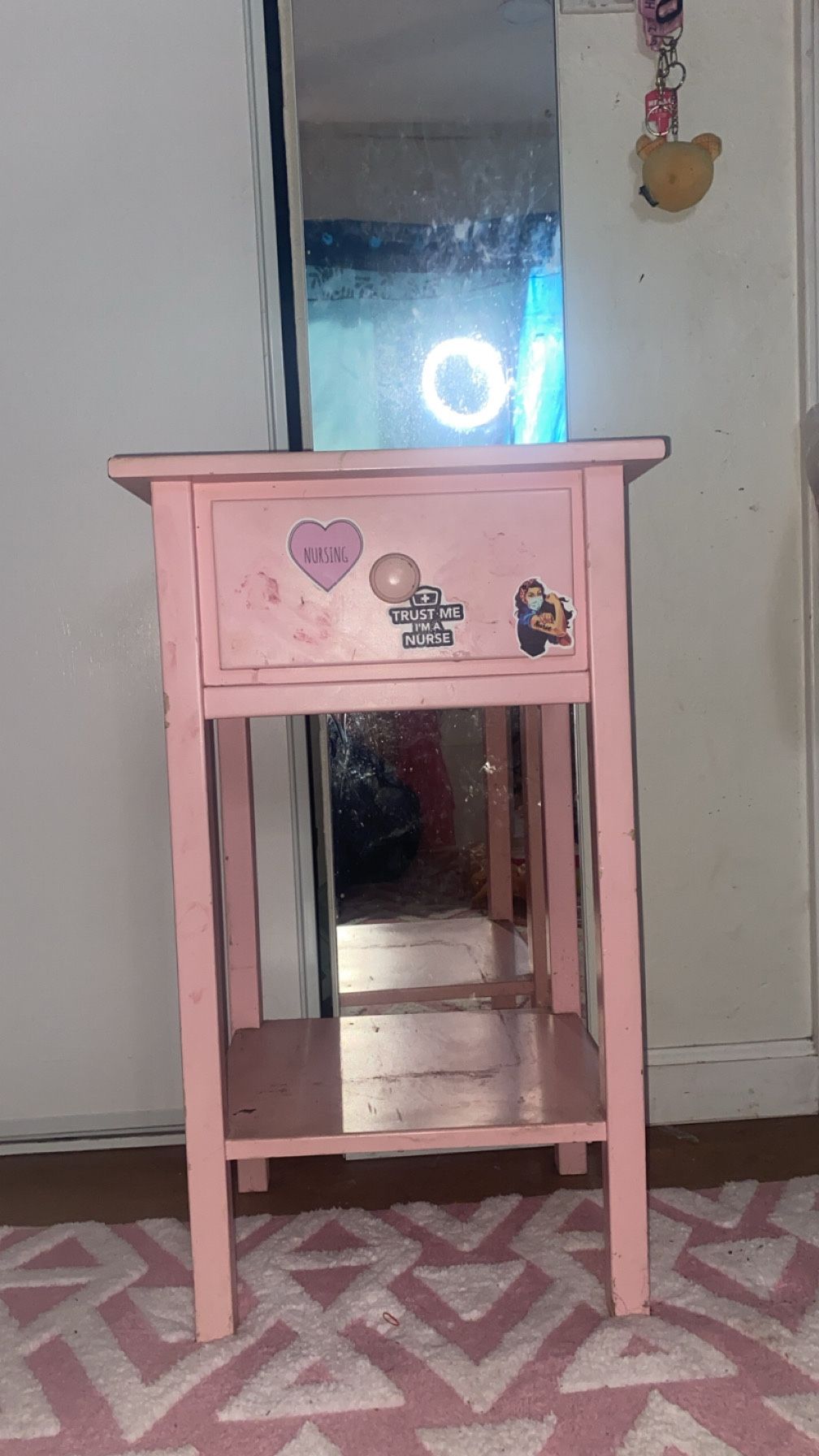 Baby Girl Pink Night Stand / A Little Bit Of Makeup Marks/