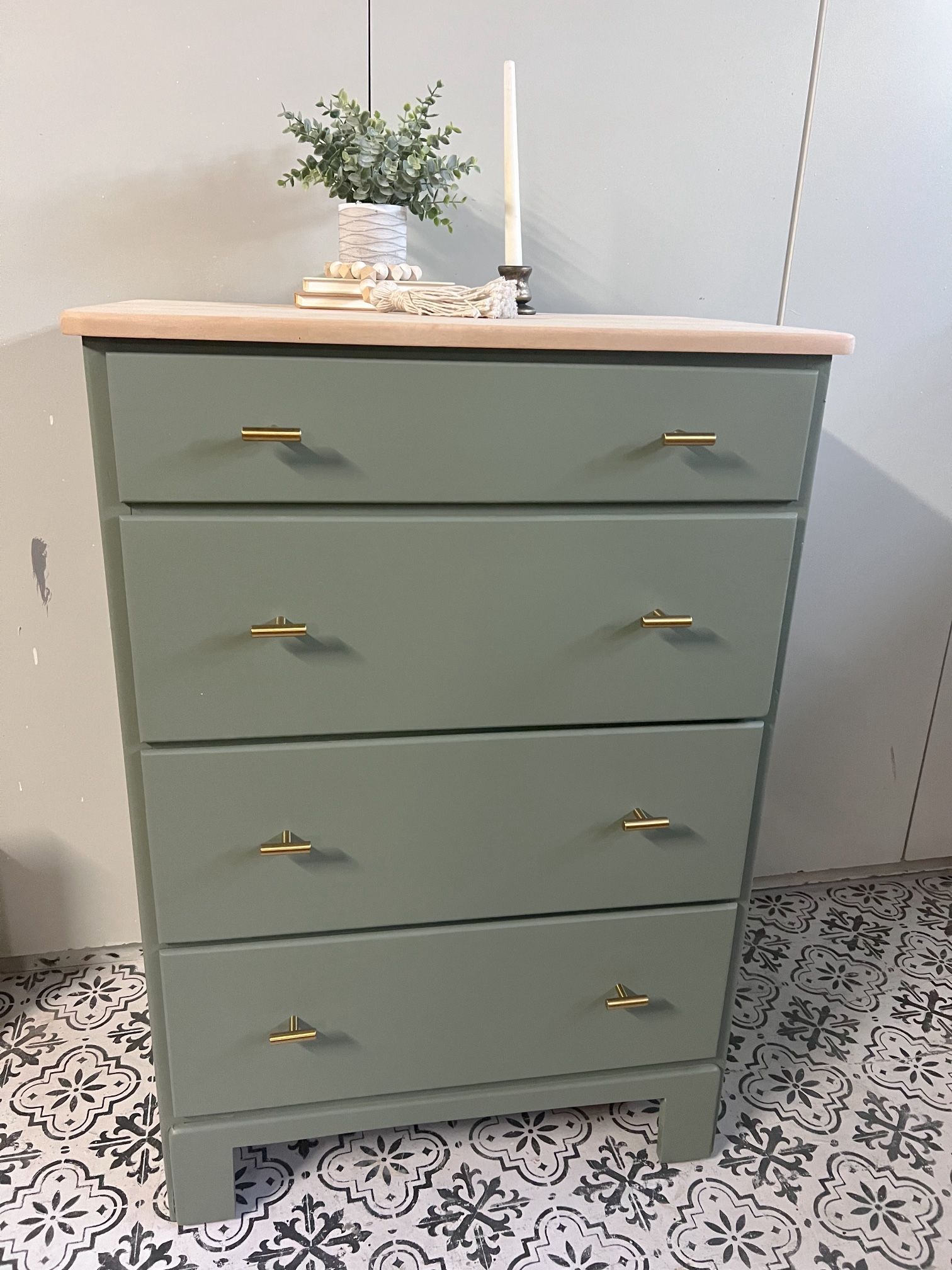 Wood And Green Dresser