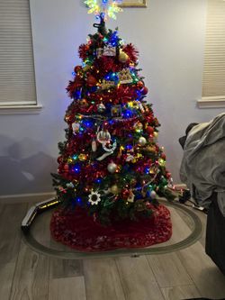 Beautiful, Compact Christmas Tree With Tree Skirt (Ornaments, Star, Beads, And Lights NOT INCLUDED)!!!!!