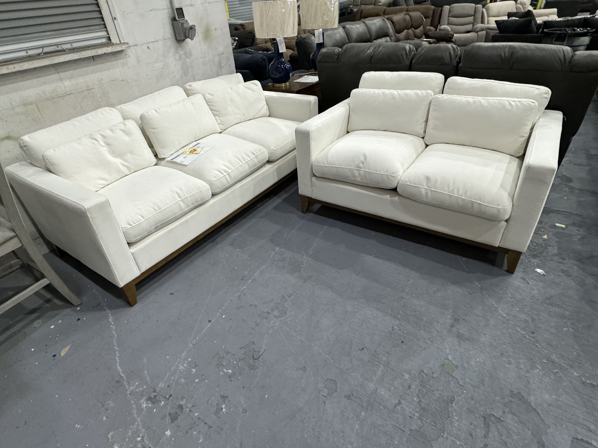 White Cloud Couch Sofa And Loveseat Set!