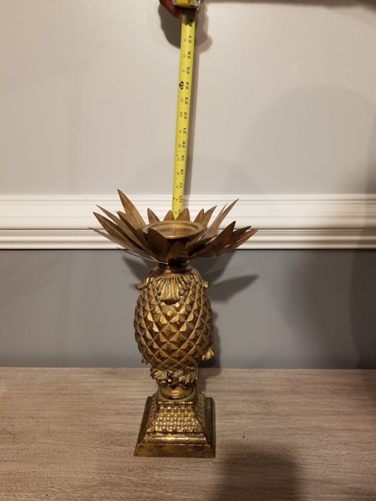 Candle holder; gold and brown; pineapple shape; candle not included- $12