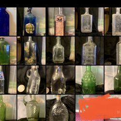 Antique glass bottles