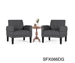 Modern Fabric Grey Accent Chairs Set Of 2 