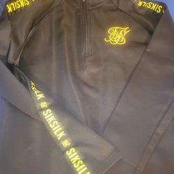 New, Siksilk half zip Pullover black and gold size xxl Euro fit (slim)