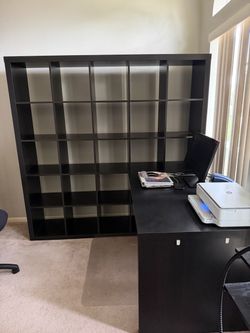 Bookshelf and desk