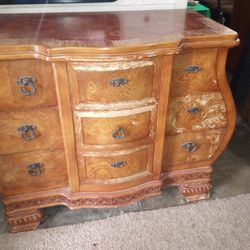 Vintage, "Angel's Harp" Shaped Dresser, Solid Wood