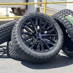 NEW 22" BLACK CHROME GMC Sierra Yukon Chevy Silverado Tahoe Wheels Rims Tires Chevrolet Yukon Denali Suburban Avalanche Cadillac Escalade 285/45R22