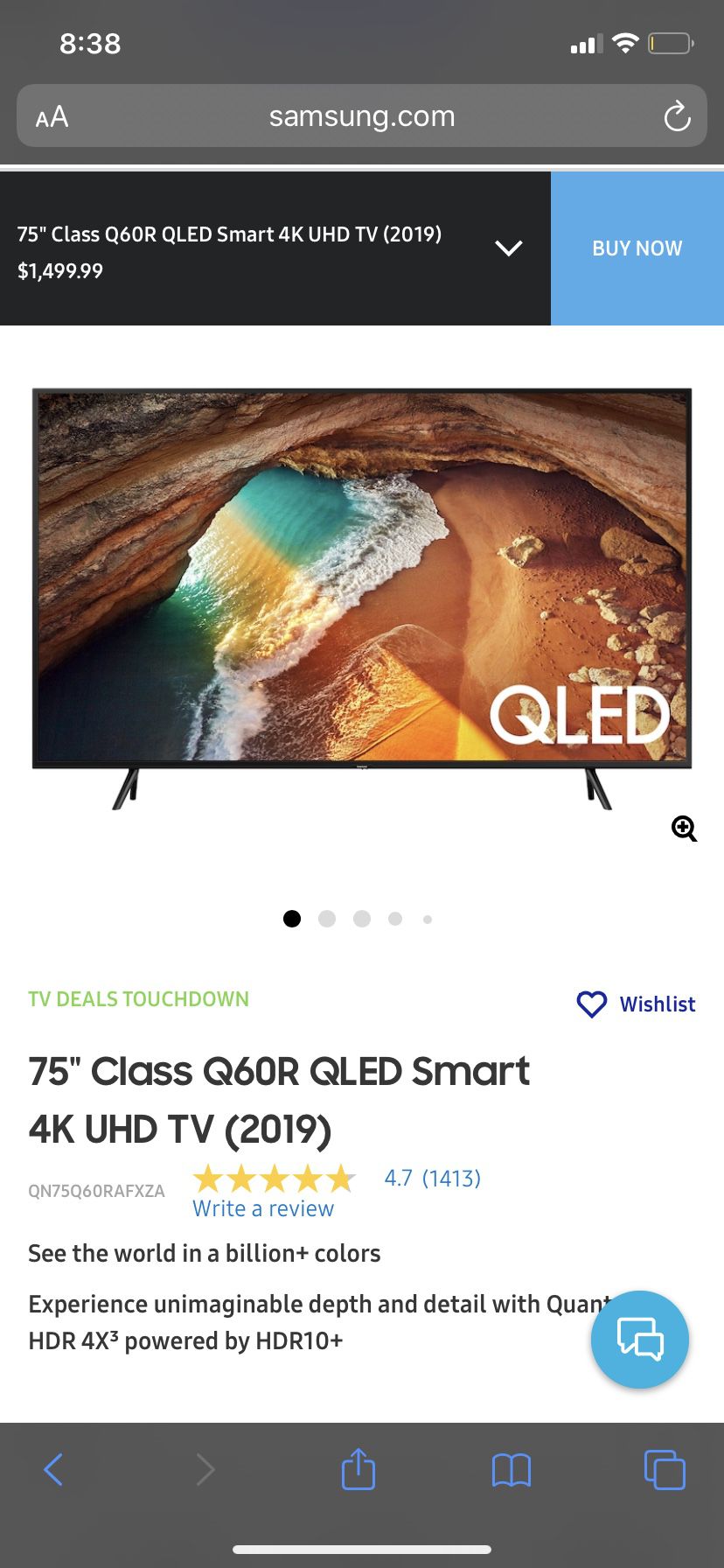 Samsung 75” Q60R Smart 4K UHD TV