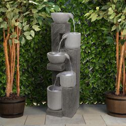 40” Outdoor 5-Tier Pot Water Fountain Feature Backyard Patio Garden