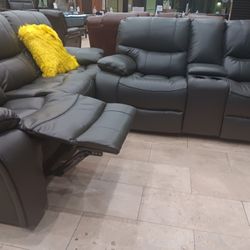 *Summer Closeout Sale!!!*---Charming Madrid Gray Leather Reclining Sofa/Loveseat Sets---Delivery And Financing Available😉