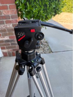 Manfrotto-Bogen 3046 Camera Tripod with 3433 (501) Cam slider, professional video fluid quick release
