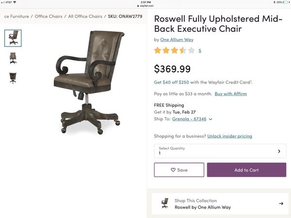 Brand New Roswell Upholstered Mid Back Executive Chair For Sale In Columbus Oh Offerup