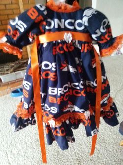 Custom Hand Made Broncos baby dress