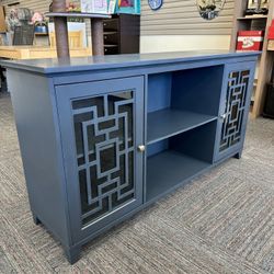 60” Sideboard Buffet Table with 2 Doors, Storage Cabinet with Adjustable Shelves, TV Stand,  Dark Navy Blue, New