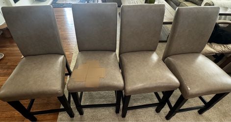 Set of 4 Counter Height Chairs – Gray Faux Leather – $0 (Free)