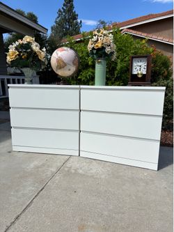 White 6 Drawer Modern Dresser Chest of Drawers Furniture Set Great Condition