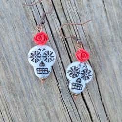 Sugar Skull Dia De Los Muertos Mexican Earrings 