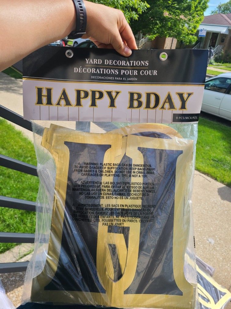 Happy Bday Sign 16in Letters Yard Decorations