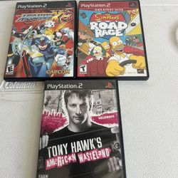 Ps2 Video Games (Tony Hawks American Wasteland,the Simpson Road Rage,megaman X8 
