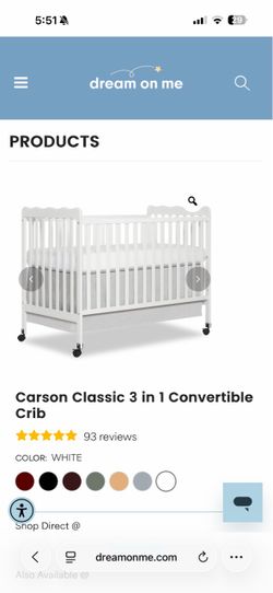 Dream On Me Carson Classic 3-in-1 Convertible Crib