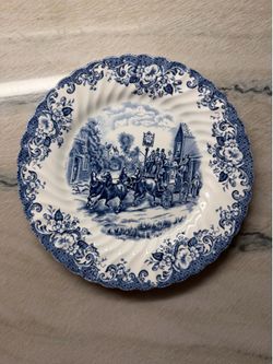 Blue and white plate