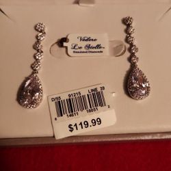 Teardrop Earrings Simulated Diamonds