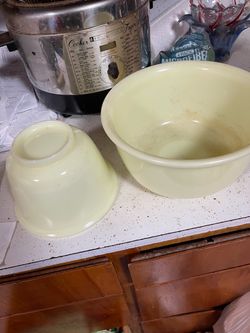 Vintage Milk Glass Mixing Bowls Set of 2