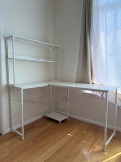 L Shaped Computer Office Desk Table with Shelf
